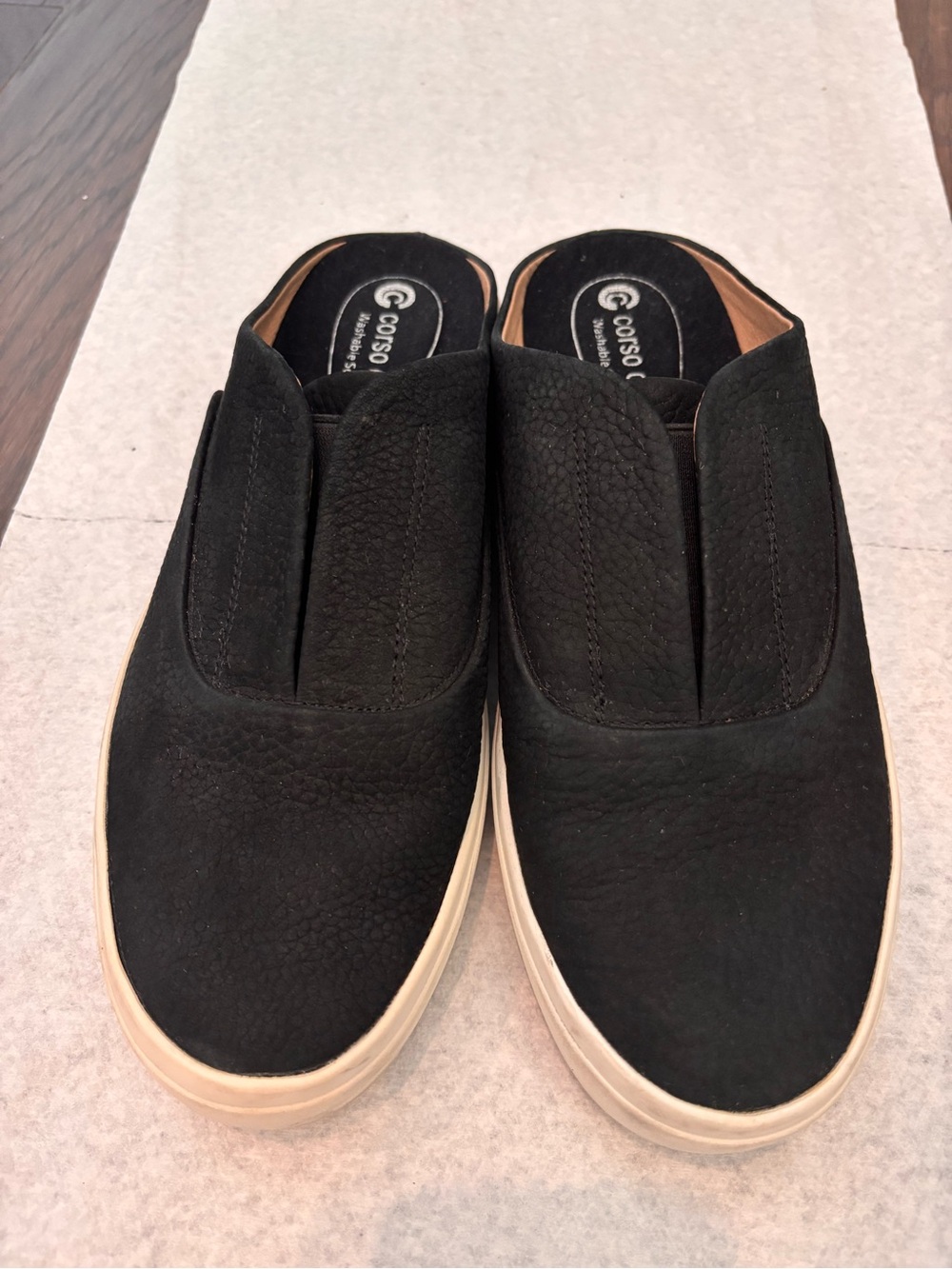 Corso Como Black Leather Slip-On Mule Sneakers - Women's Size 9M